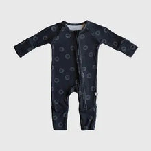 Load image into Gallery viewer, Bamboo Zip Pajamas | Smiley Ribbed