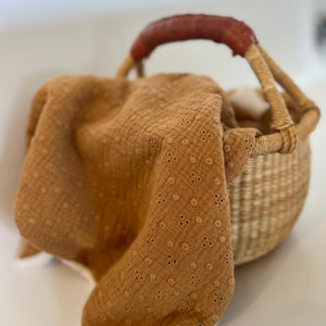 Ochre Embroidered Muslin Lovey