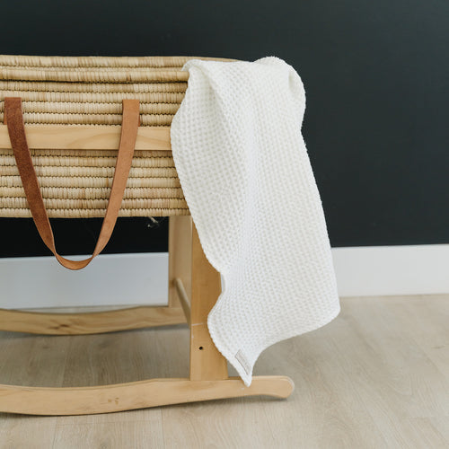Linen Waffle Blanket - Coconut