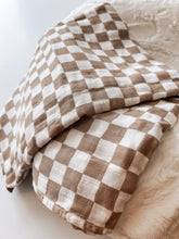 Load image into Gallery viewer, Bamboo Muslin Swaddle - Taupe Checkers