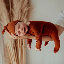 Load image into Gallery viewer, My First Outfit - Footed Overalls &amp; Beanie Set - Bronze