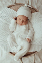 Load image into Gallery viewer, My First Outfit - Footed Overalls &amp; Beanie Set - Powder White