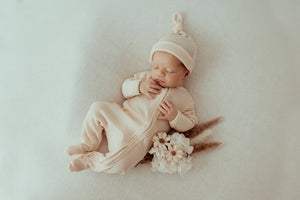 My First Outfit - Footed Overalls & Beanie Set - Mellow Peach