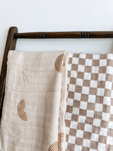 Load image into Gallery viewer, Bamboo Muslin Swaddle - Taupe Checkers